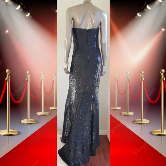 ^$11,000 OSCAR LA RENTA BLACK SILK SEQUIN RUNWAY RED CARPET GOWN W. BOLERO US 6 - Picture 10 of 16